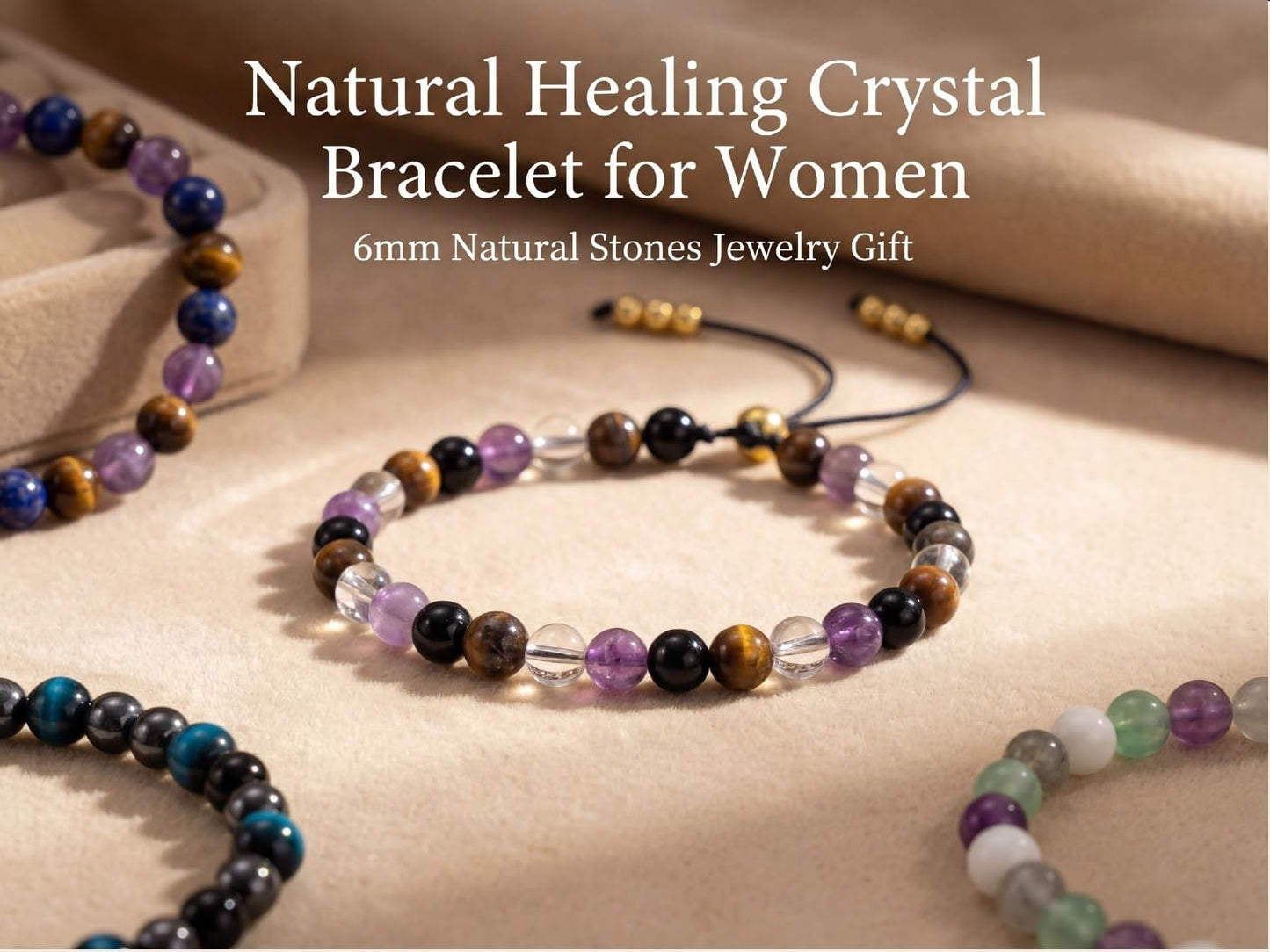 NUKAYAI Triple Protection Bracelet for Women Gifts Crystals Gemstone Blue Tiger Eye Black Obsidian Hematite Bracelet Jewelry Natural Stones