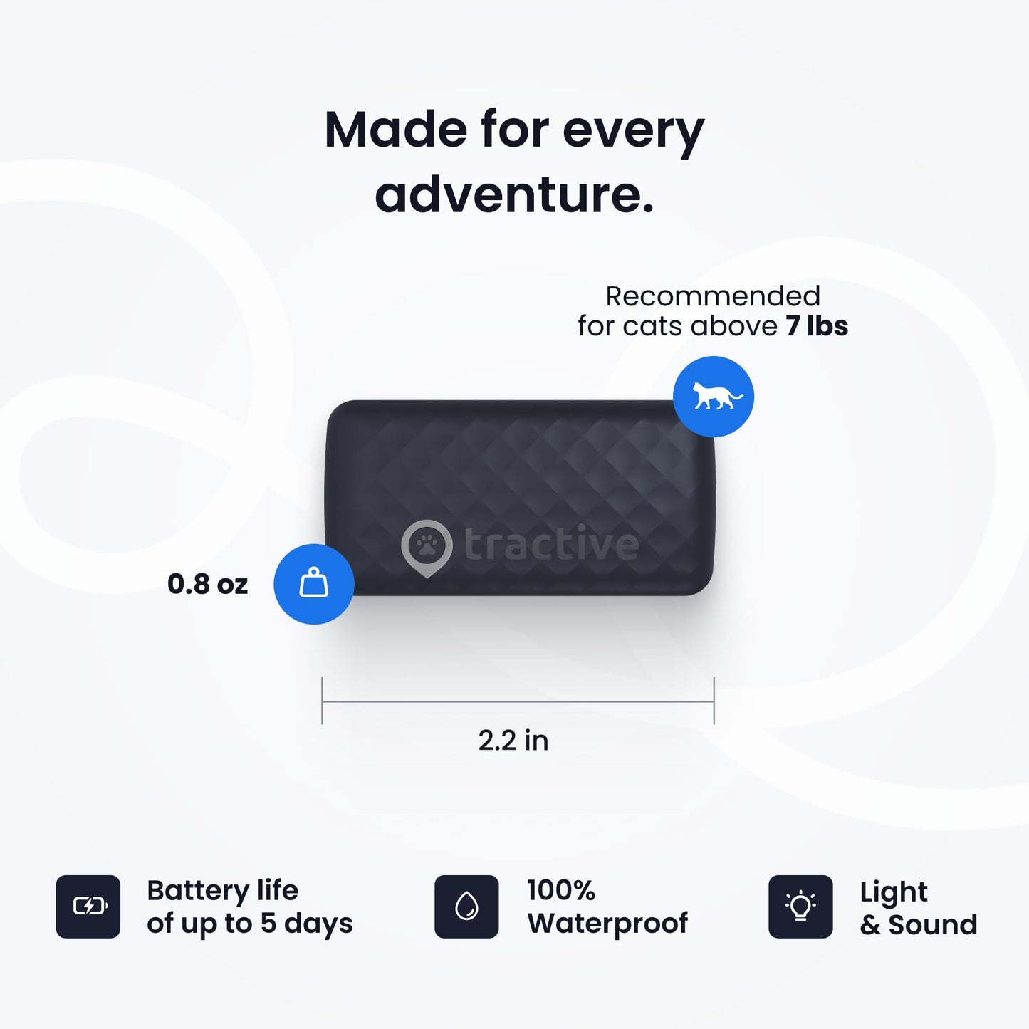 Tractive Smart Cat GPS Tracker | Real-Time Location & Wellness Monitoring for Cats 6.5 lbs+ | Territory & Location History | Up to 5-Day Battery | Breakaway Collar Included (Dark Blue)