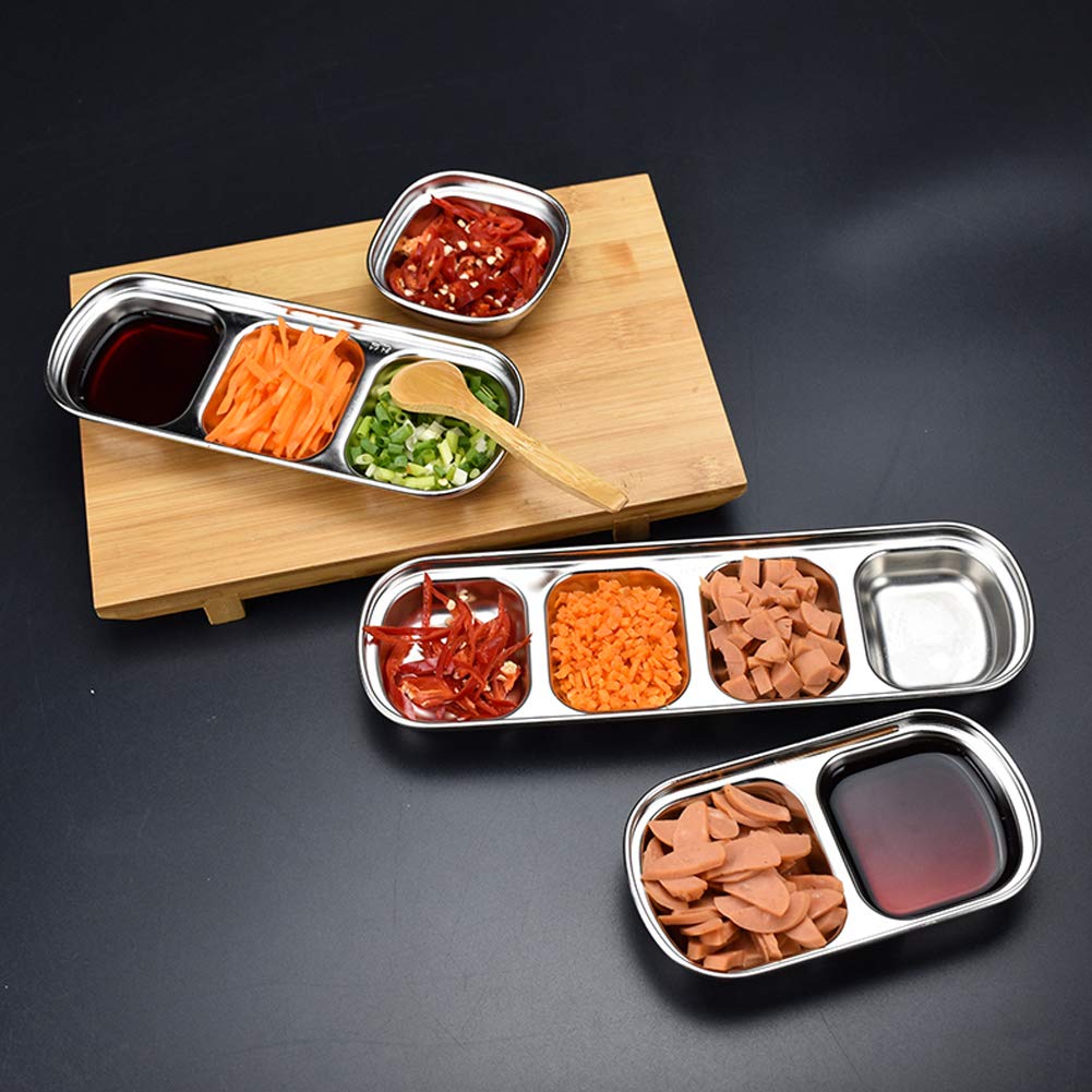 Apol 4 Pcs Stainless Steel Modern Condiment Dishes, Seasoning Dishes for Appetizer, Snacks, Condiments