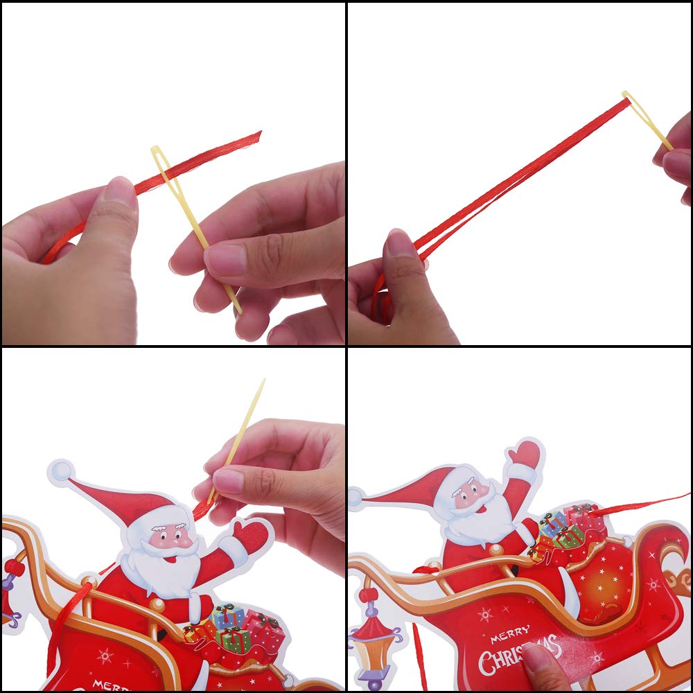 9 PCS Christmas Paper Banners Flags Santa and Reindeers Bunting Garlands for Door Wall Window Hanging Decoration Christmas Party Favor Supplies