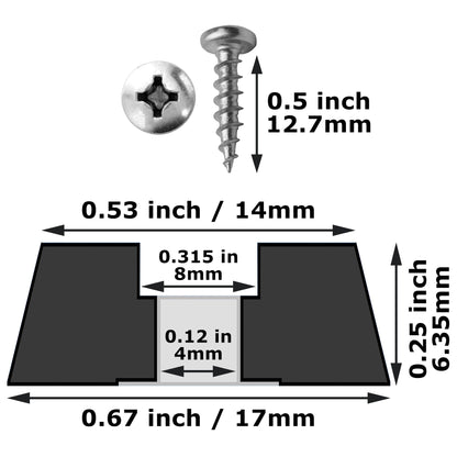 Gluposti 12 Rubber Feet for Cutting Board, Soft Non-Slip Cutting Board Feet with Stainless Screws for Electronics & Furniture, 0.67" W x 0.25" H, Made in USA