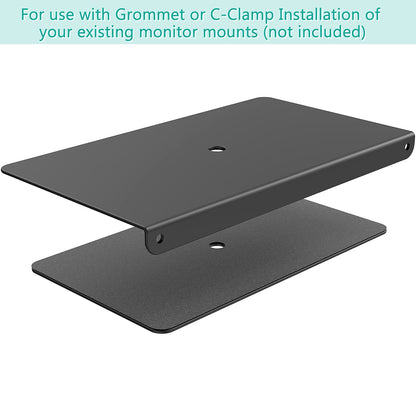 WALI Monitor Mount Reinforcement Plate for Thin, Glass, and Other Fragile Table Tops, with Most Monitor Bracket Grommet C Clamp Installation (CGRP-B), Black