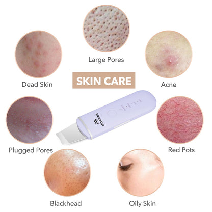 Skin Scrubber Face Skin Spatula Facial Scrubber Spatula for Deep Cleansing Blackhead Remover Pore Cleaner with 4 Modes (White)