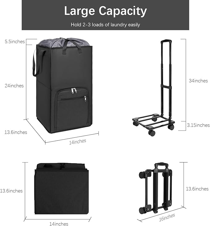 Bukere Extra Large Rolling Laundry Basket