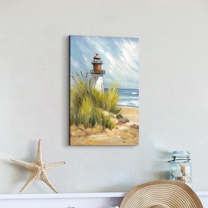 Hardy Gallery coastal wall art lighthouse pictures: beach wall decor coastal artwork nautical ocean print in beach canvas painting for bathroom 11" x 16"