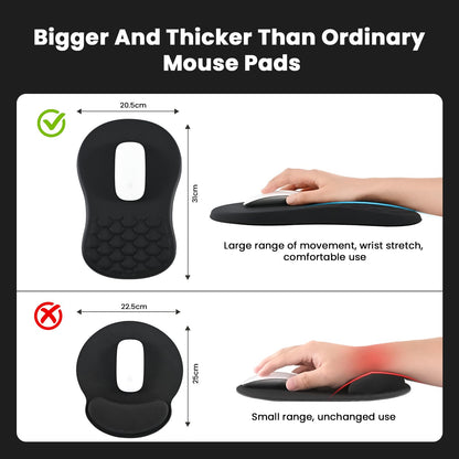 EooCoo Mouse Pad Wrist Support with Massage Design, Ergonomic Mouse Mat Gaming, Wrist Rest Pain Relief Mousepad with Memory Foam & Non-Slip PU Base, Home Office Accessories (12x8 inch,Black)
