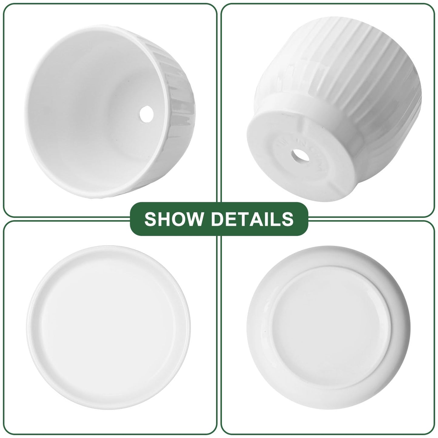 YUFDA 5.5 Inch Plant Pot, Ceramic Planter with Drainage and Saucer，Ceramic Pots for Plants, Indoor Plant pots，Succulent Orchid Flower Pot(Pure White,4 Pack)