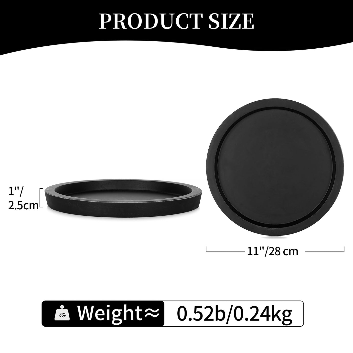 Hanobe Candle Plate Holder Tray: Round Wood Decorative Candle Plate - Rustic Farmhouse Coffee Table Decor - Tealight Pillar Trays for Home Decor (Black)