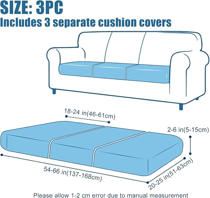 Smiry Waterproof Couch Cushion Covers, Stretch Jacquard Thick Sofa Cushion