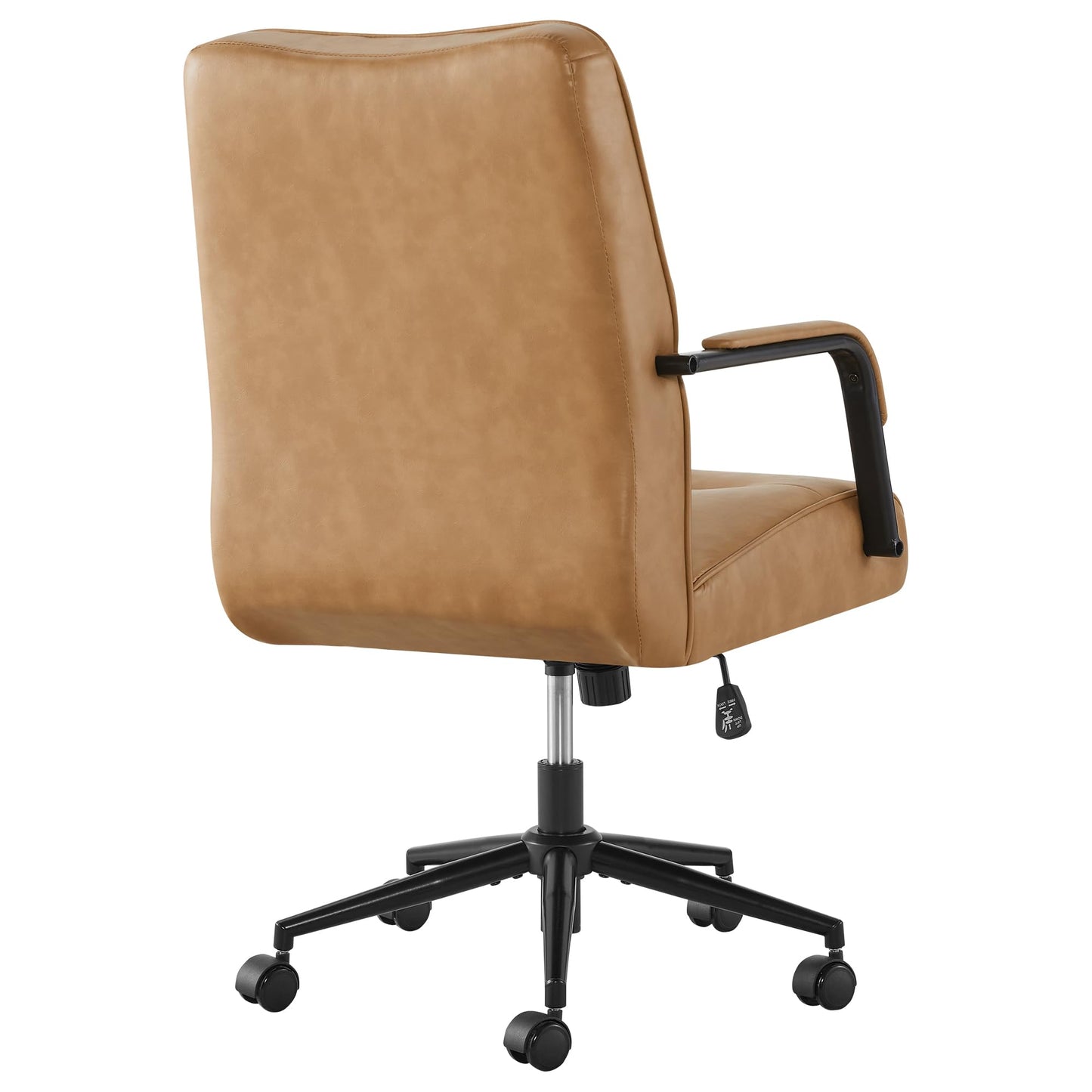 KISLOT Ergonomic Home Office Chair with Lumbar Support, Adjustable Swivel Modern Desk Chair with Wheels, Faux Leather Computer Chair with Padded Arms, Comfy Executive Office Chair, 2 PCS, Camel Brown