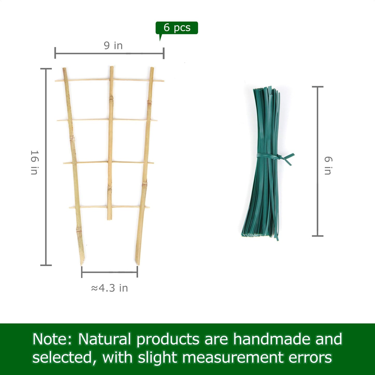 Cambaverd Plant Trellis Indoor, 3 Pack Bamboo Trellises, 16in Fan-Shaped Trellis for Potted Plants Climbing Plants Hoya Vine Ivy