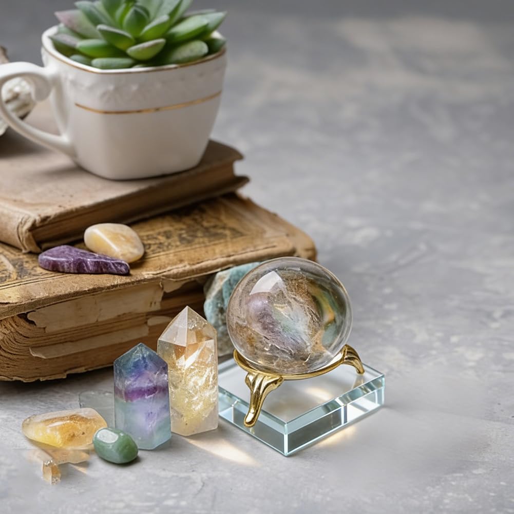 DELORIGIN 2.3*2.3*0.7 Inch Clear Crystal Display Base Square K5 Glass Display Stand High-Transparency Glass Block Pedestal for Collectible Crystal Ball Jewelry Showcase Home Decor Photography Prop
