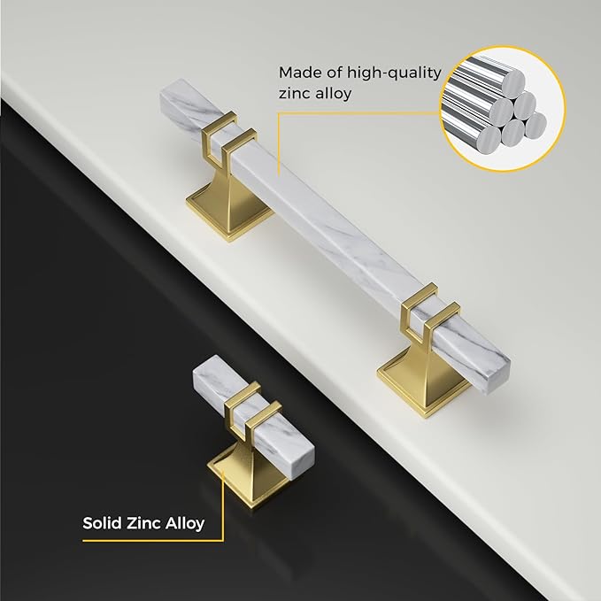 Rergy Cabinet Handles Marble Drawer Pulls and Knobs, T-Bar Hardware