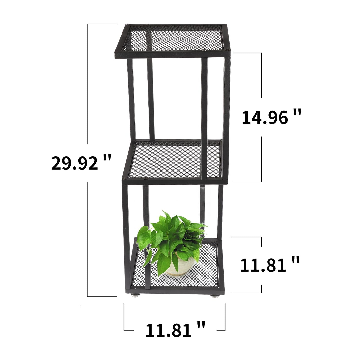 Dophenp 29" Plant Stand Indoor, 3 Tiered Corner with Heavy Duty Metal Mesh Shelf, Modern Decorative Flower Stand for Living Room Garden Patio