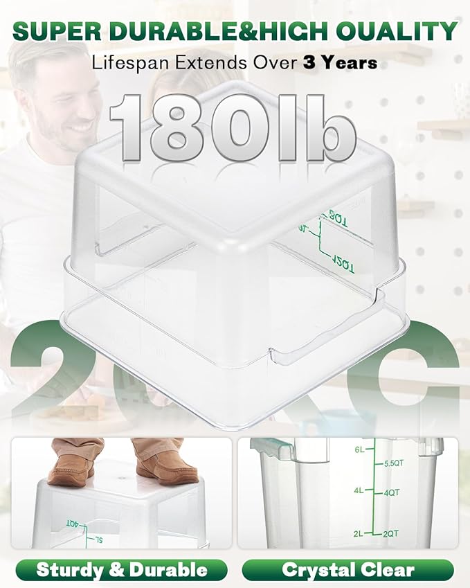 2QT4QT NSF Food Storage Containers: 6PCS Commercial Clear Food Storage