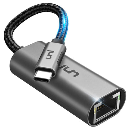 uni USB C to Ethernet Adapter, Driver Free 1Gbps Wired Network Adapter, Gigabit Thunderbolt LAN Adaptor in Aluminum, Compatible for iPhone 15 16, MacBook Pro, MacBook Air, iPad Pro/Air, Dell XPS