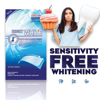 Lovely Smile Premium Line 50 Teeth Whitening Strips for 25 Applications - White Teeth in 1 Hour - Enamel Safe - No Slip and No Sensitivity - Dental Whitener Kit by Ray of Smile