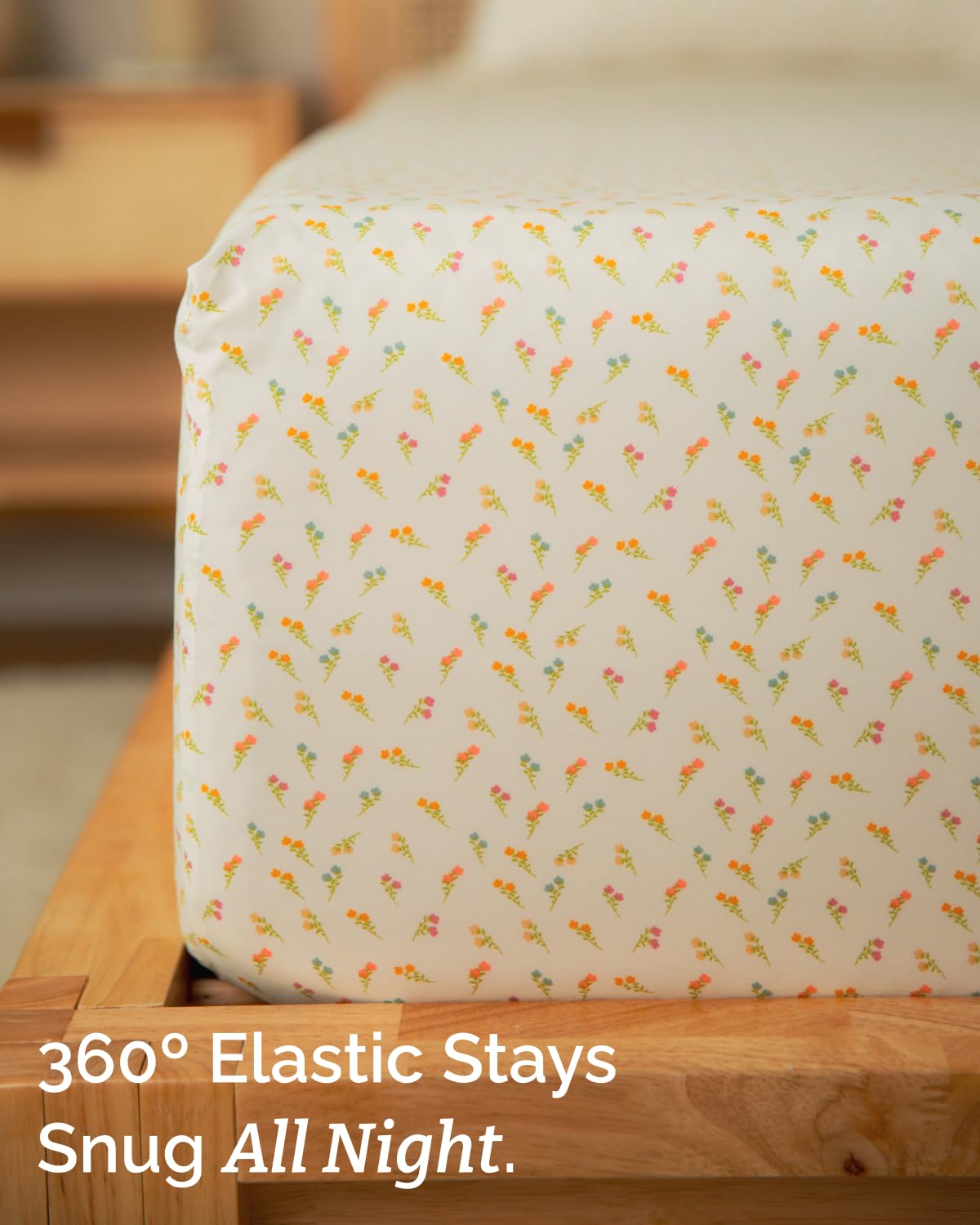 Floral Sheets - Flower Print Bed Sheet Set - 1 Flat, 1 Fitted & 2 Pillowcases w/ Deep Pockets - Comfy, Cozy, Wrinkle & Fade Free - Boho Botanical Bedding - Soft, Breathable & Cooling - Full Size Set