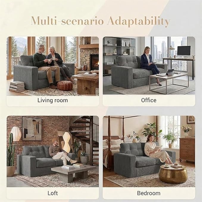 69" Corduroy Loveseat Sofa in a Box, High-Density Foam Couch, No Assembly