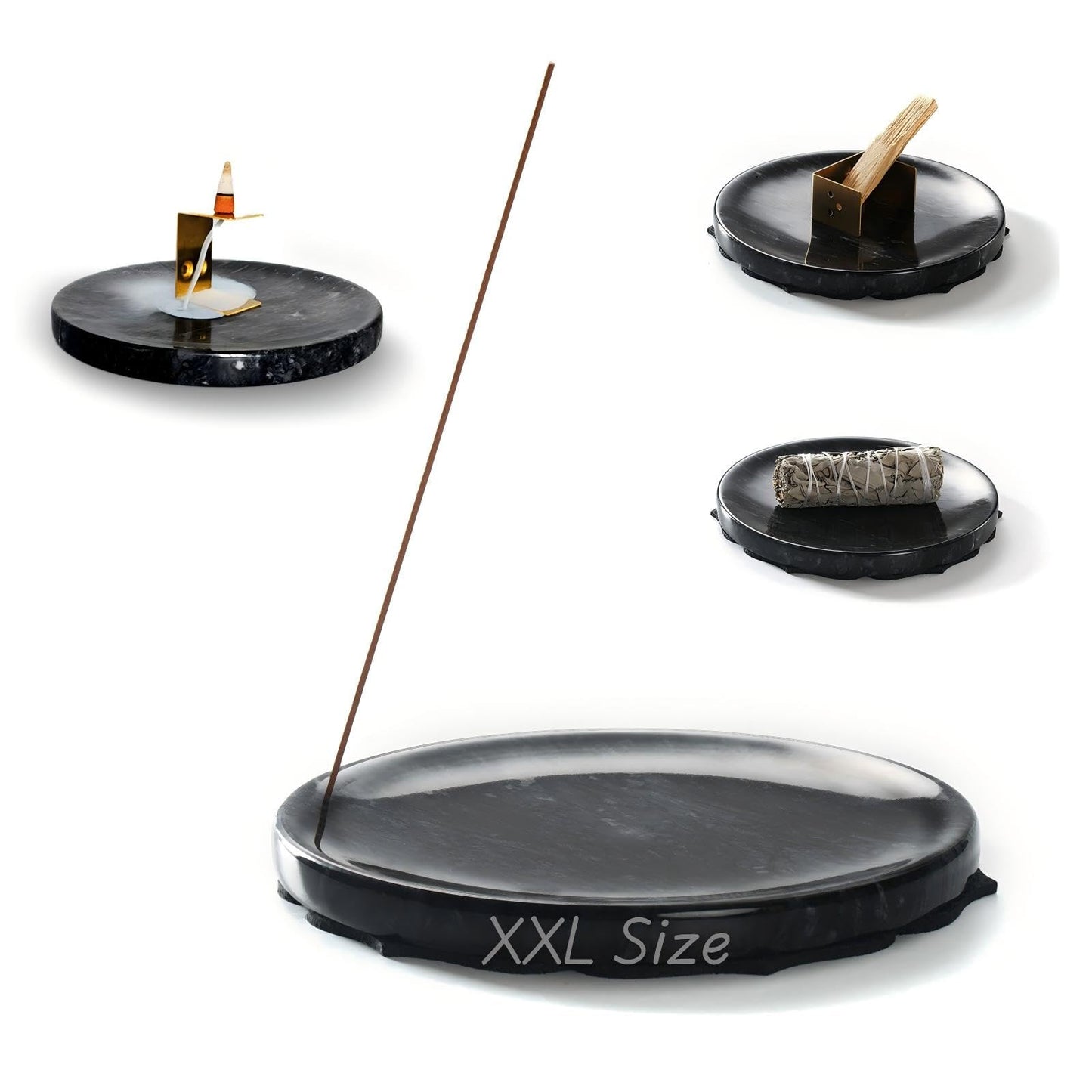 5-in-1 Multi-Function Marble Incense Holder | 7.1-Inch Natural Marble Burner, All-in-One for Cones & Sticks, Heat-Resistant Aromatherapy Tray with Non-Slip Base (Gift Box Included)