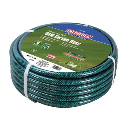Faithfull 30M (98ft) Reinforced Hose 12.7 mm (1/2 Inch) Diameter – PVC Garden Hose Pipe