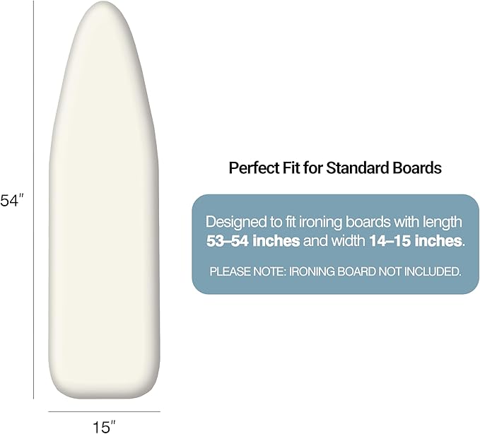 Ironing Board Cover and Pad 15"x54" Extra Thick Natural Cotton, Scorch and