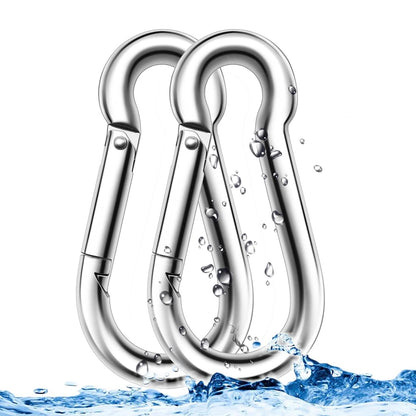 3.15 Inches Heavy Duty Stainless Steel Carabiner for Gym Equipment, EFFIET 2 Packs Spring Snap Hook Clips Spring Link Buckle for Gym Exercise, Punching Bags, Fishing, Hiking, Camping