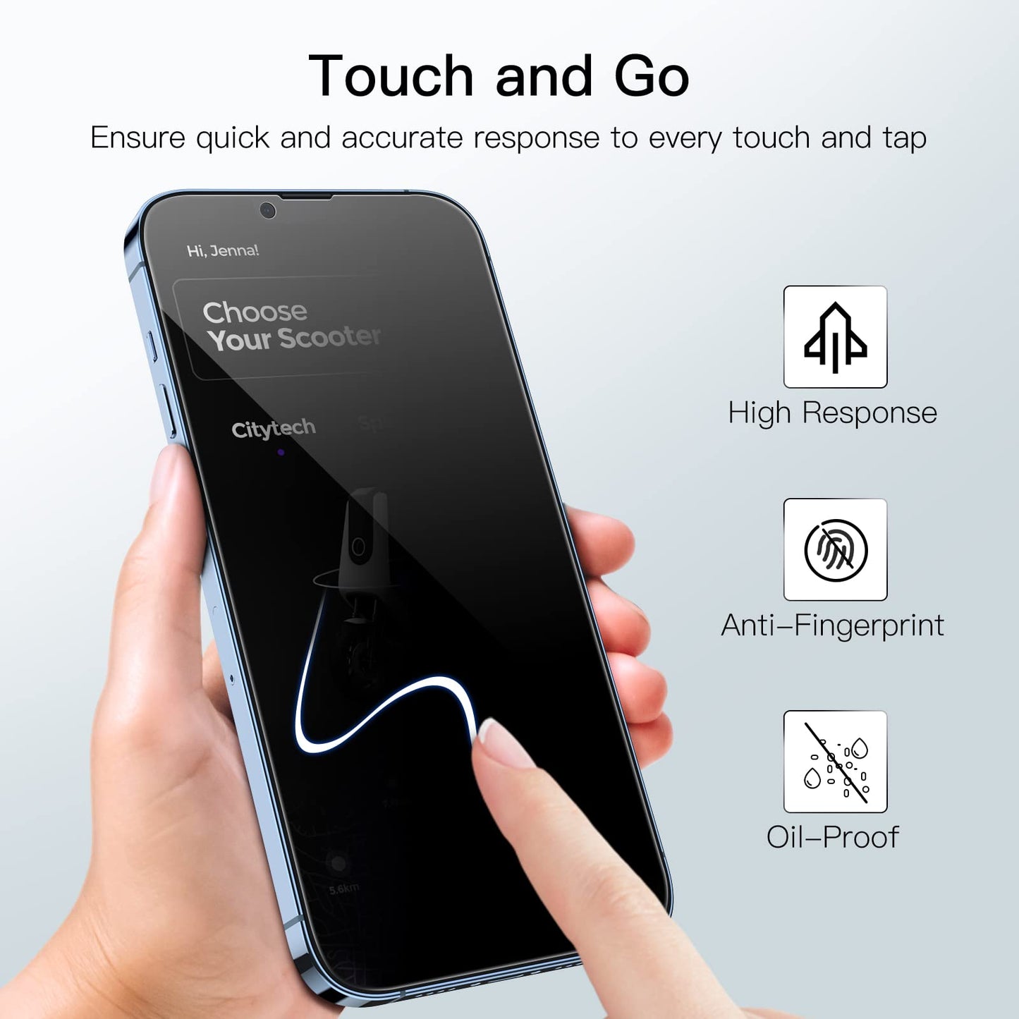 JETech Privacy Full Coverage Screen Protector for iPhone 16e 2025, iPhone 13/13 Pro 6.1-Inch, Anti-Spy Tempered Glass Film, Edge to Edge Protection Case-Friendly, 2-Pack