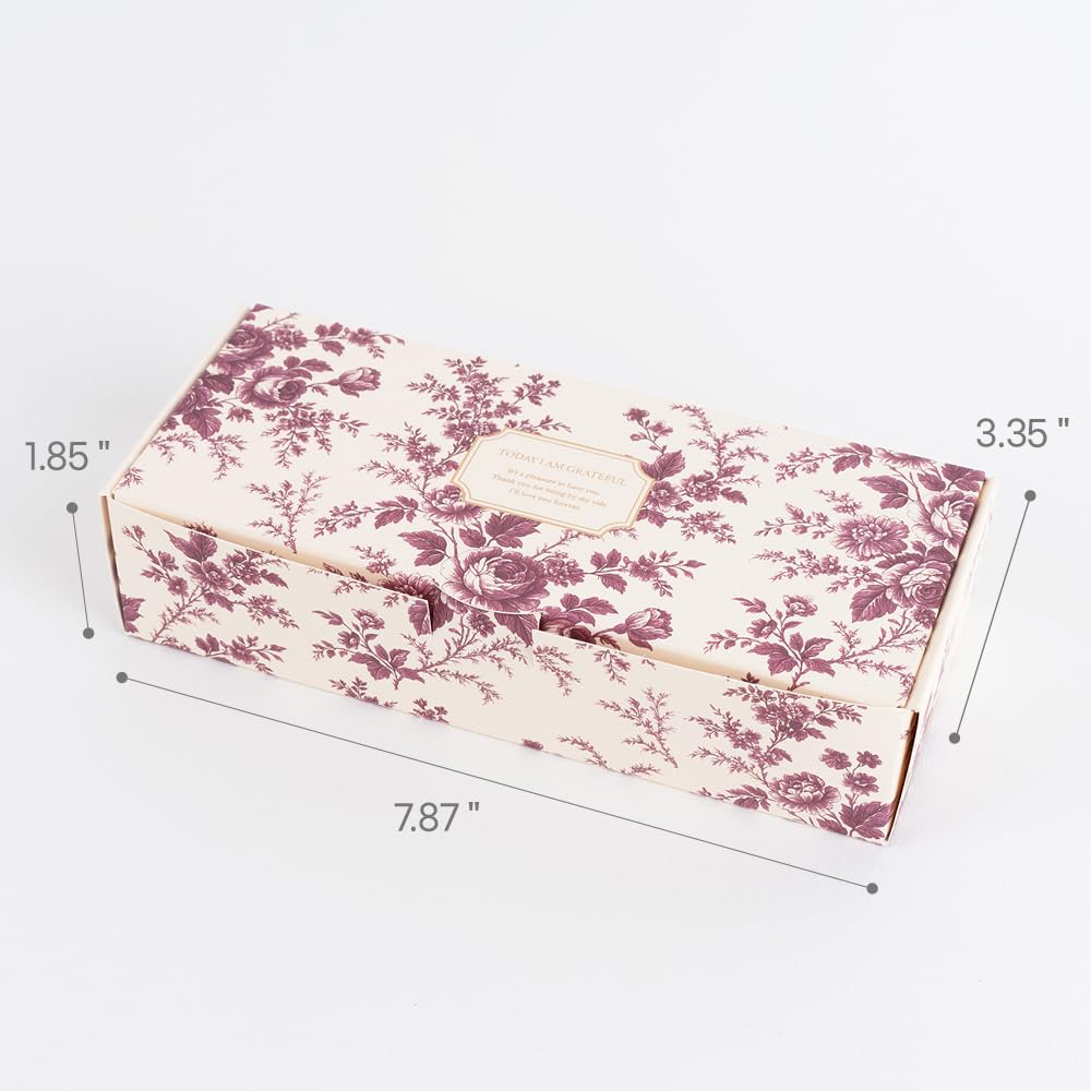MUNID Rose-Pattern Rectangular Gigt Box - Small, 5 pieces, 3 options, 7.87 x 3.34 x 1.85 inches (L x W x H) (RED)