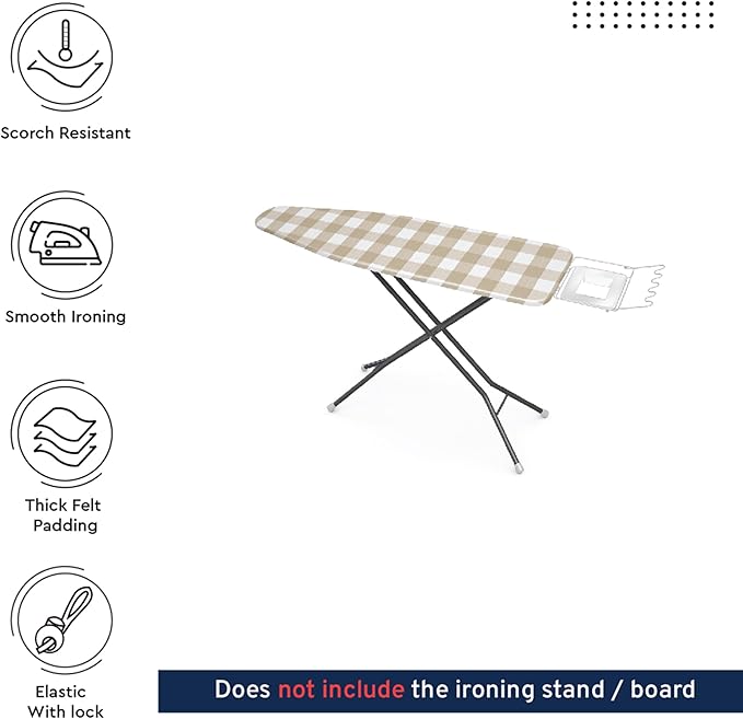 Encasa XO Ironing Board Cover and Pad 42"x14" - 4mm Felt Medium Iron Board Cover