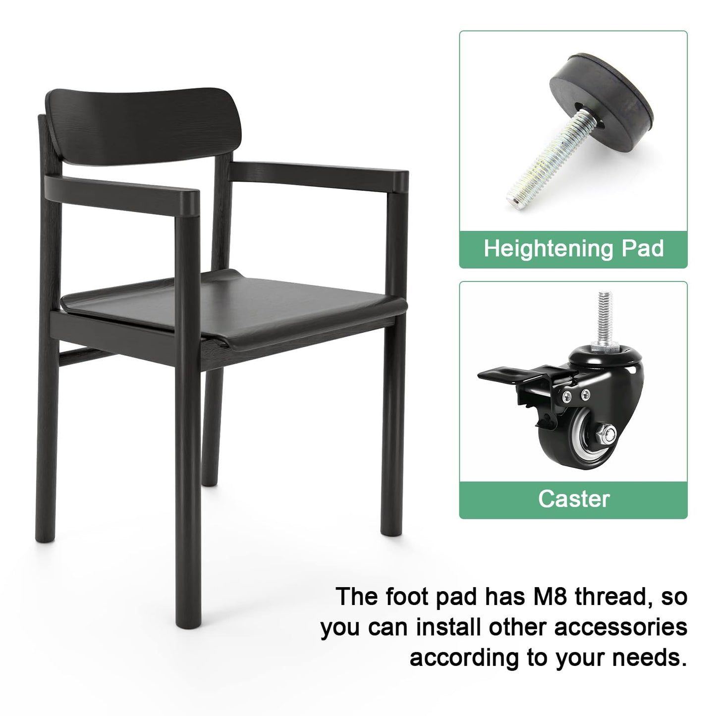 M METERXITY 6-Pack Inserts for Round Tubes with M8 Thread, 3/4" (19mm) OD Plastic Tube Insert for Chair/Table/Caster, Tubing End Cap Floor Protectors Metal Furniture Legs Glide Plug