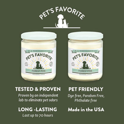 Pet's Favorite Scented Candles with a Cotton Wick, Clean Burning Pet Candles with a Natural Fiber Wick and 70 Hour Burn Time, Forest Pine Pack of 2