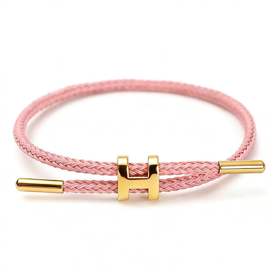 PPbuky Steel Bracelet Link, Adjustable H-shape Wire Rope Bracelet, Lucky Jewelry with Titanium Buckle for Birthday, Valentine's, Graduation, Fashion Gift for Women, Men, Lovers, Friends, Pink