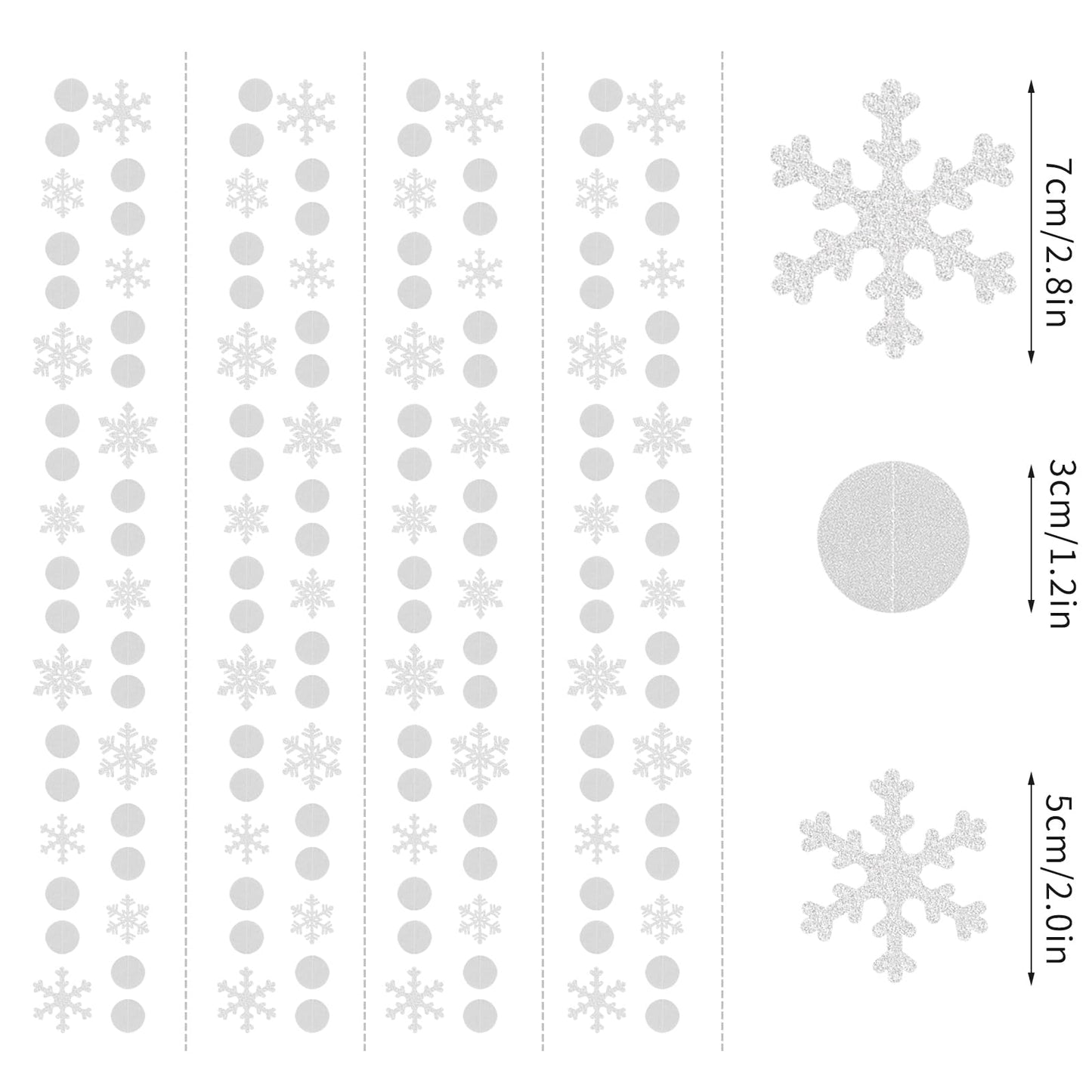 Snowflake-Snow White-Silver Christmas Party-Decoration Garland - 52Ft Winter Wonderland Frozen Hanging Paper Streamers,Birthday New Year Supplies Decor Lasting Surprise