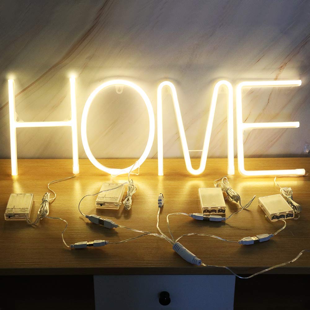 LED Warm White Alphabet Neon Art Lights Neon Letter Sign Night Lights with Battery/USB Operation for Wedding Birthday Party Christmas Home Bar Decoration