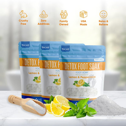 Detox Foot Soak (2 LBs) Epsom Salt Foot Soak with Lemon & Peppermint Essential Oils