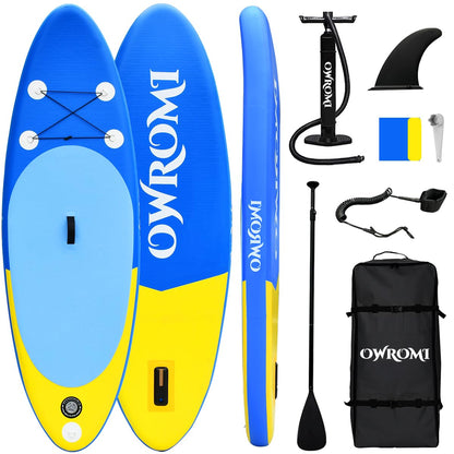 Kids Stand Up Paddle Board with Inflatable SUP Accessories, Non-Slip Comfort Deck Inflatable Paddle Board for Kid, Durable, Lightweight Fin for Youth & Kids (Blue/Yellow, 7'10"X 30"X 6")