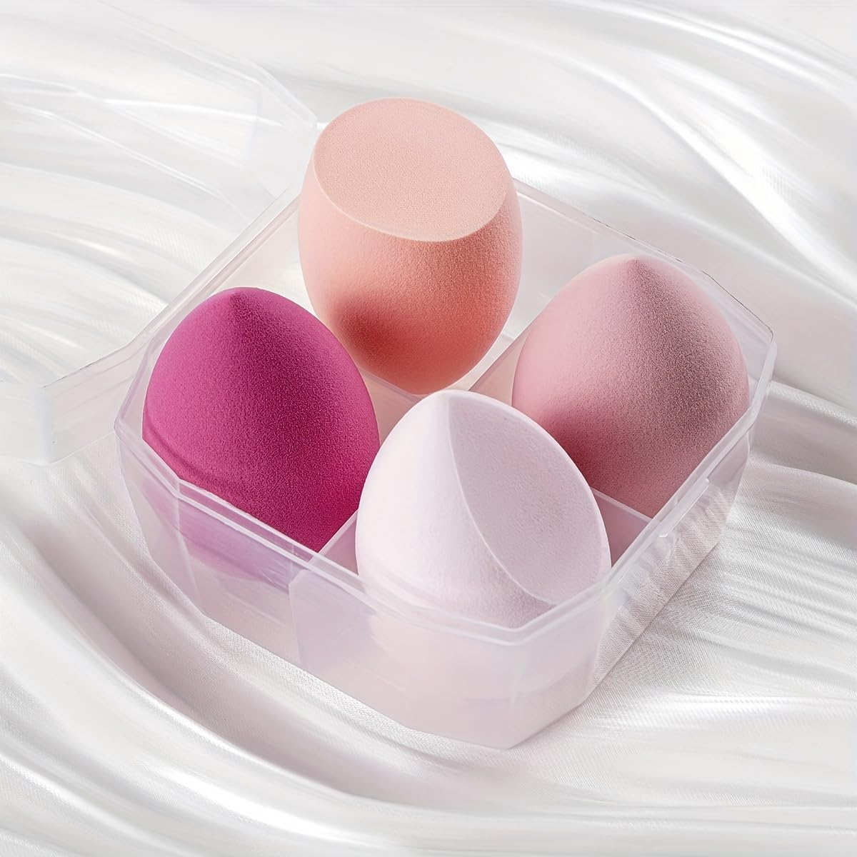 4 Pcs Makeup Sponges Blender Set Professional Beauty Sponge Foundation Blending Blender Beauty Sponge For Makeup Tool with Gift Box Latex-Free Dry Wet Use Foundation Cosmetic Makeup Accessories