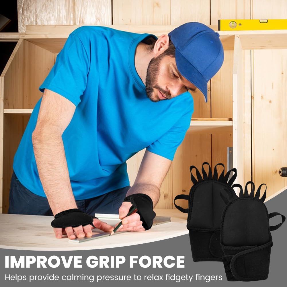2 Pack Weighted Gloves for Tremors, Adjustable Hand Stability Aid for Parkinson's Patients, Writing Stability & Strengthening, Hand Grip Strength Trainer (Black)