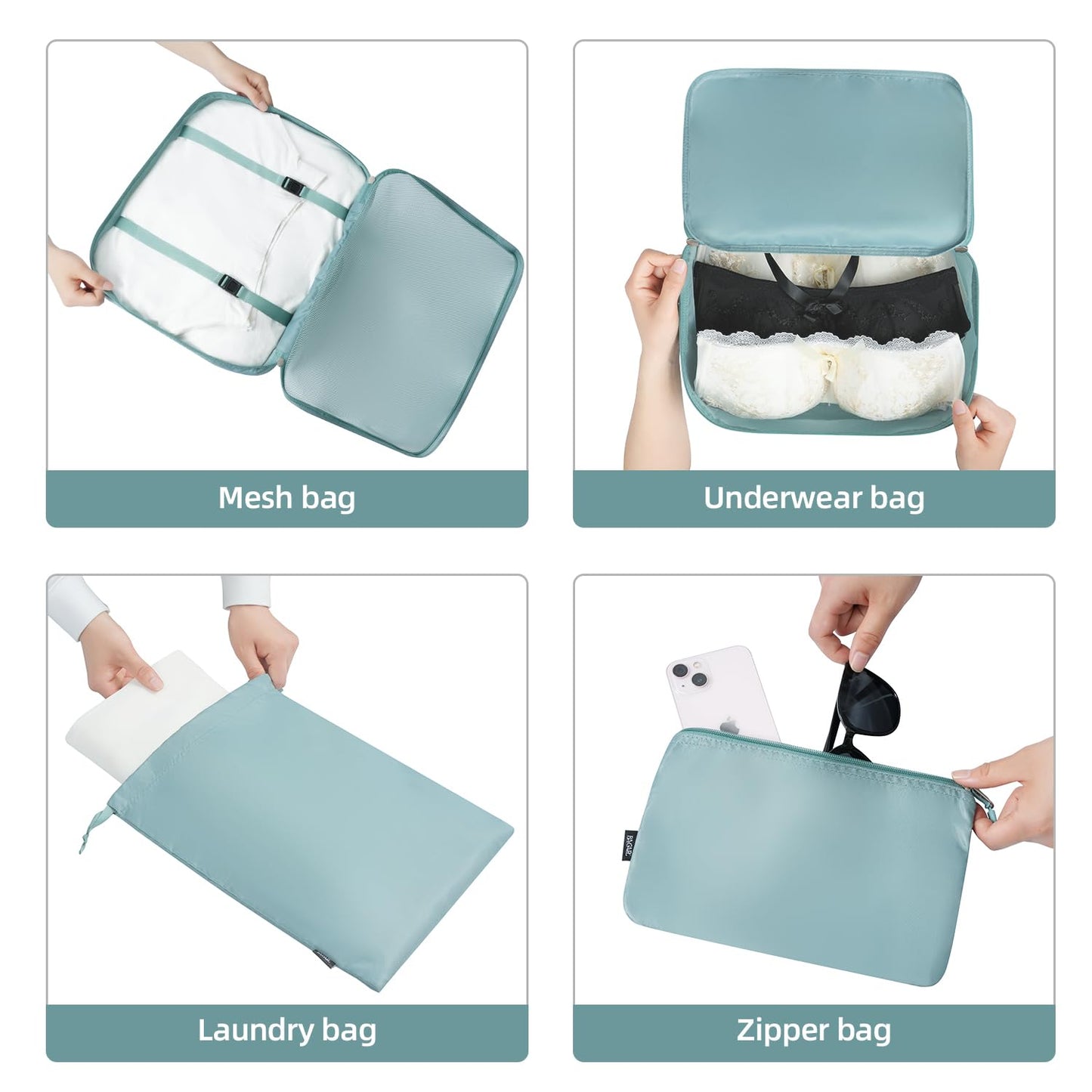 BAGAIL 10 Set Packing Cubes Various Sizes Packing Organizer for Travel Accessories Luggage Carry On Suitcase