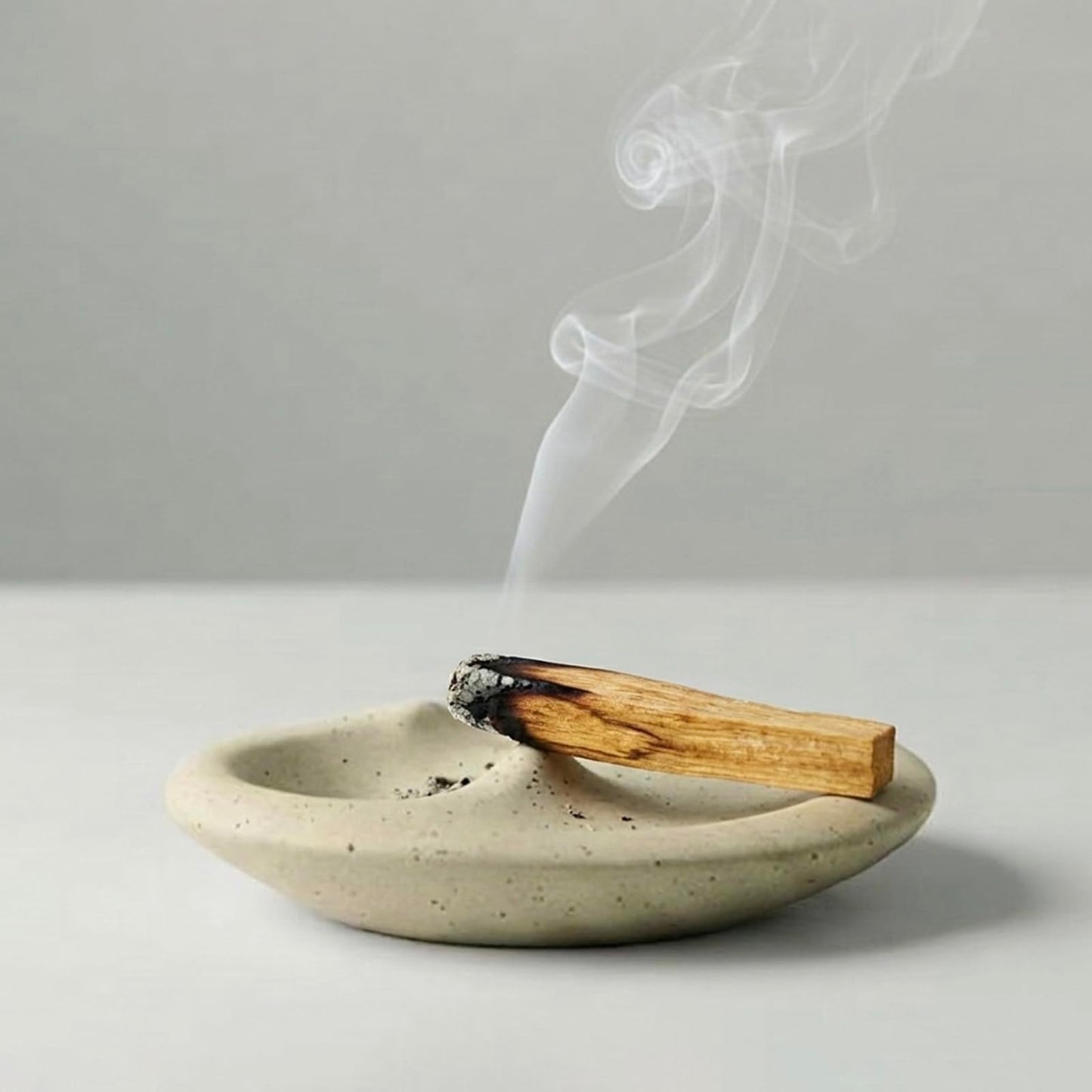 Velshirae Speckled White Cement Incense Holder & Palo Santo Burner – Minimalist Oval Design for Meditation, Yoga & Home Aromatherapy
