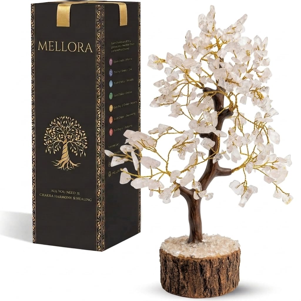 Mellora Clear Quartz Gemstone Tree with Gold Wire