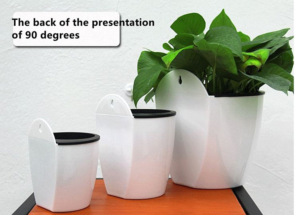 5 pack Lazy flower pots Water hanging plants Pot/Self Watering Planter,Succulent plants and small flower pots Plants Pots Indoor out Wall Hang Flowerpot Window Boxes With 5 hooks Silver (white)