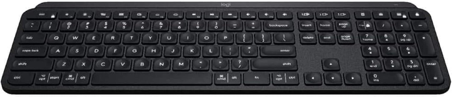 Logitech MX Keys Advanced Wireless Illuminated Keyboard, Tactile Responsive Typing, Backlighting, Bluetooth, USB-C, Apple macOS, Microsoft Windows, Linux, iOS, Android, Metal Build (Black)
