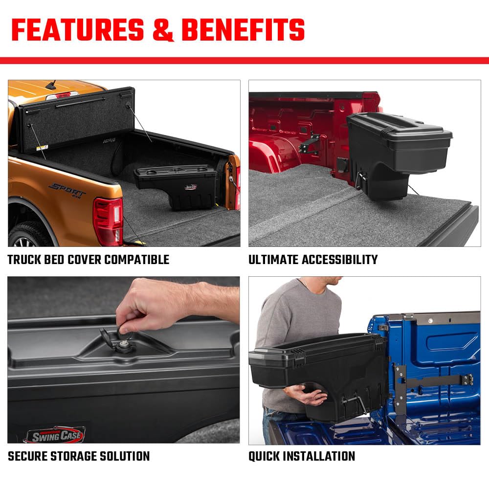 RealTruck UnderCover SwingCase Truck Bed Storage Box | SC100P | Fits 2007 - 2019 Chevy/GMC Silverado/Sierra 2500/3500HD Passenger Side