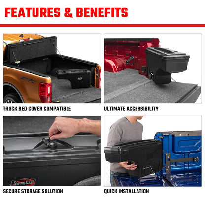 RealTruck UnderCover SwingCase Truck Bed Storage Box | SC100P | Fits 2007 - 2019 Chevy/GMC Silverado/Sierra 2500/3500HD Passenger Side