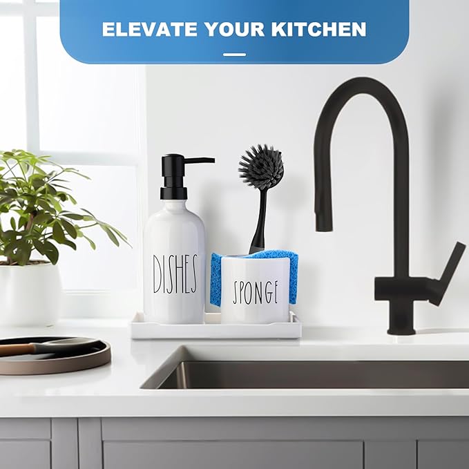 Dish Soap Dispenser for Kitchen, Ceramic Dish Soap Dispenser