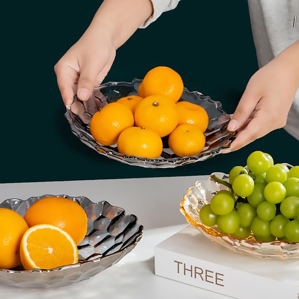 Coafiy 2 Pack Glass Fruit Bowl, Fruit Basket Holder, Crystal Fruit Bowl, Dessert Plate,Decorative Pedestal Bowl,for Table Décor for Home,Office, Wedding Decor, Fruit, Snack, Dessert (Large,Clear)