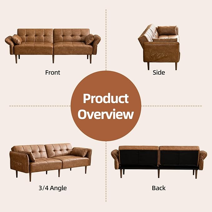 HALLYBEE 85” Futon Sofa Bed, Sleeper Sofa, Small Couch