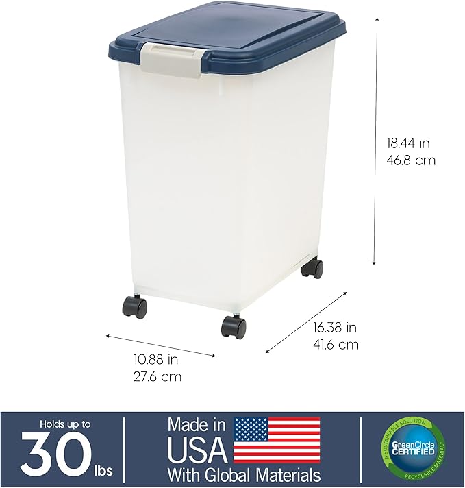IRIS USA Airtight Dog Food Storage Container, Attachable Wheels,